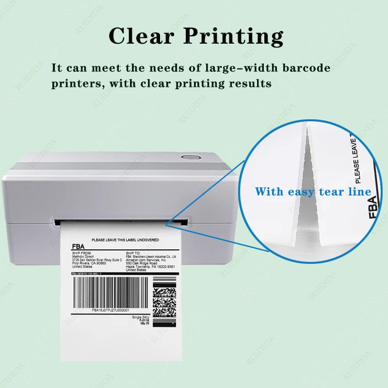 4*4'*100 Sheets Adhesive Shipping Label Waterproof Thermal Label Thermal Transfer Label Sticker Small Ticket Paper