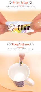 60/500pcs Name Tag Sticker Custom Waterproof Kawaii Stickers Decals Personalized First Name Label for Children School Stationery