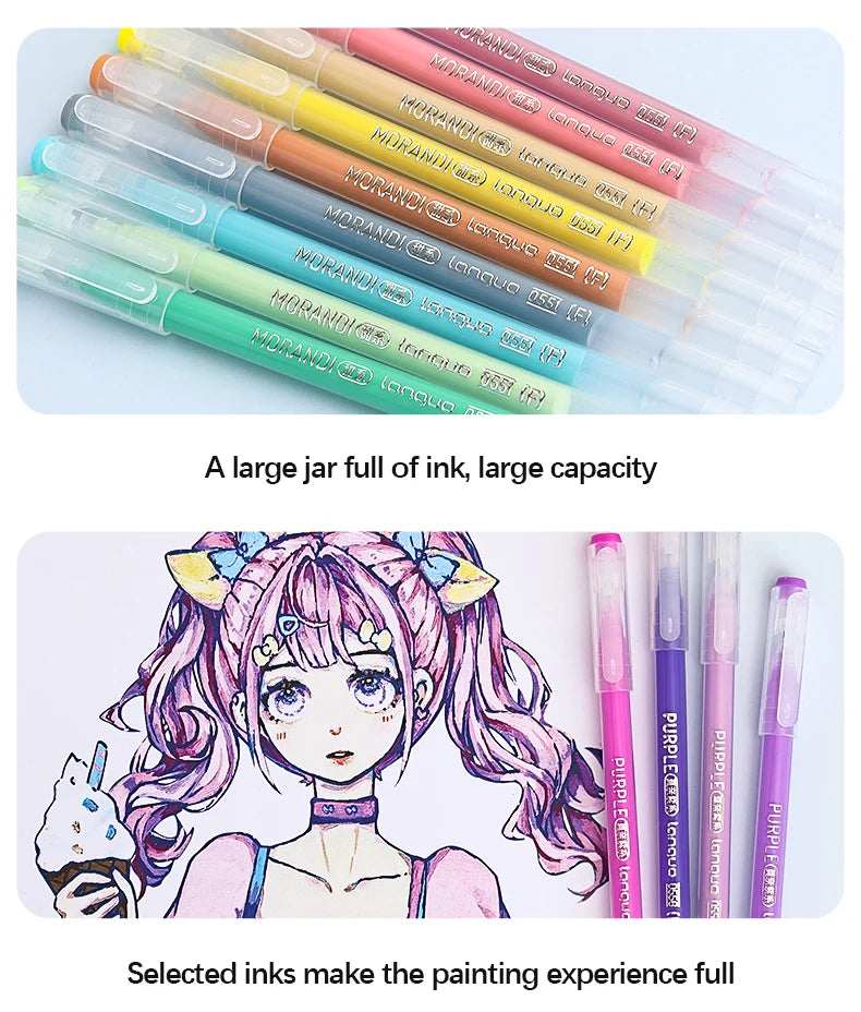 105Color Hand Account Gel Pen Languo Morandi Retro Pen Large-Capacity Color Handbook Pen For Student Painting Graffiti Writting