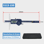 SHAHE Depth Vernier Caliper Micrometer 150/200/300 Mm Digital Vernier Caliper Stainless Steel Electric Digital Depth Gauge