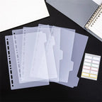 A4 A5 B5 Binder Dividers Genera Holes Binder Index 5 Tabs Frosted Plastic Planner Divider for Round Ring Binder Sheet Protector