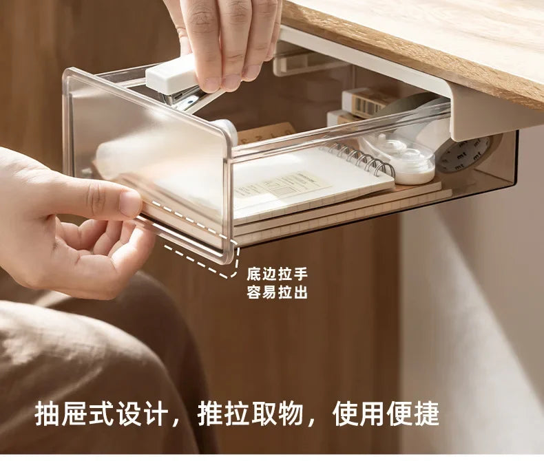Hidden Storage Box for Drawers Under The Desk, Storage Rack for Desk Bottom in The Office, Desk Style Stationery Pen Holder