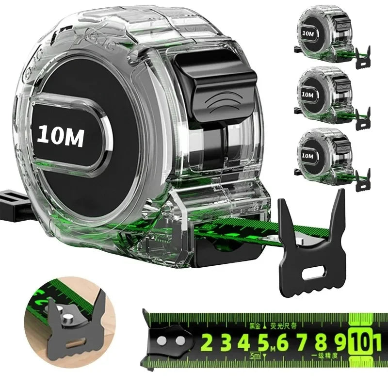 3-10M Self Locking Tape Measure High Precision Fluorescent Scale Wear Resistant Drop Proof Ruler for Construction Measurement