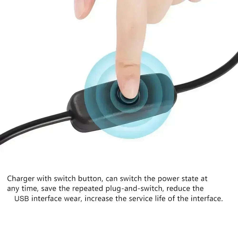 USB Cable Extension Cord Data Sync Charger With Switch ON/OFF Cable Extension USB 2.0 Male to Female Extension Extender Cable