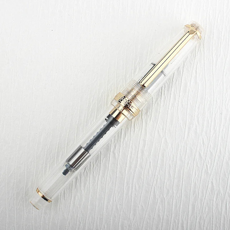 Jinhao 82 Fountain Pen Acrylic EF/F/M/Bent Nib Golden Trim with Converter Writing Pen