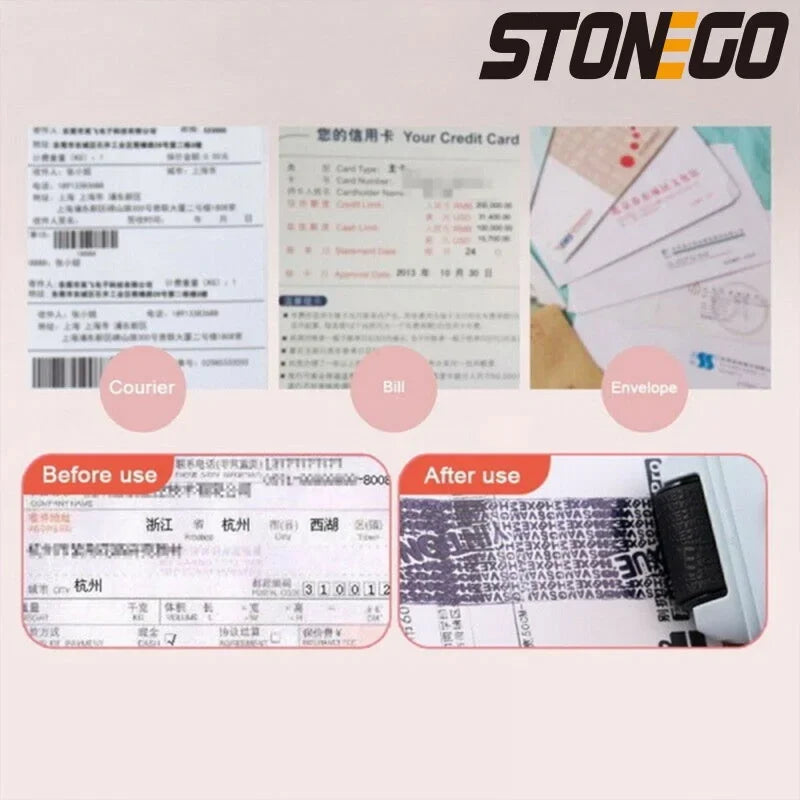 2 in 1 Reusable Box Opener Roller Identity Theft Protection Stamp for Identity Privacy Confidential Data Protection Rolling Stam