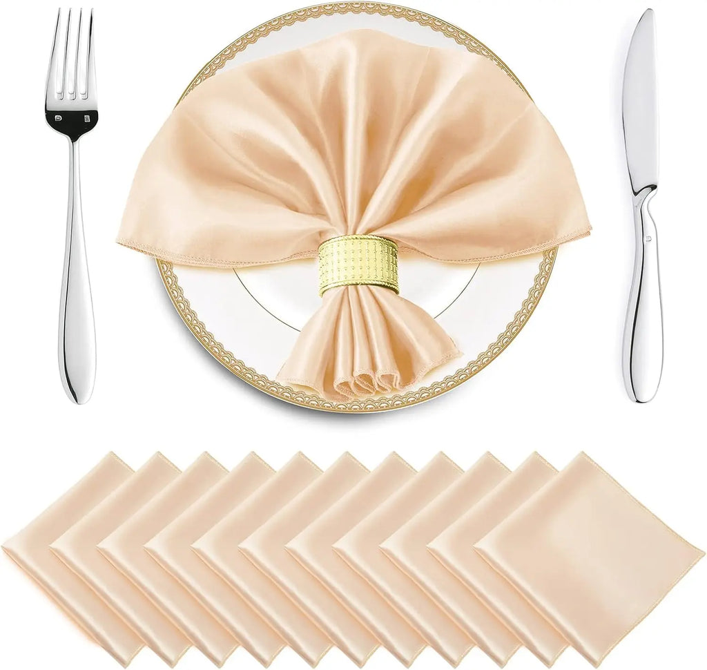 12PCS Red Satin Napkins 30x30cm, Silky Soft Smooth Washable Napkins for Restaurant, Weddings, Dinner, Party,Christmas Decoration