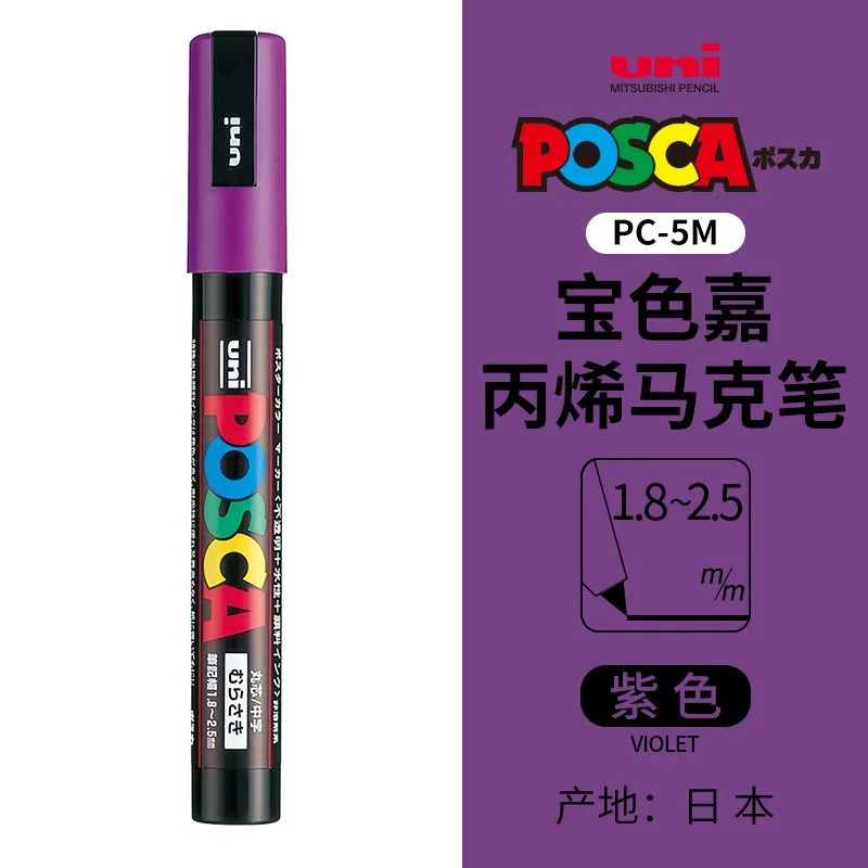 uni POSCA POP Water-Based Marker,Assorted Colors PC-1M/3M/5M 0.7~2.5mm Tips Professional Acrylic Paint Pen for Artists&Designers