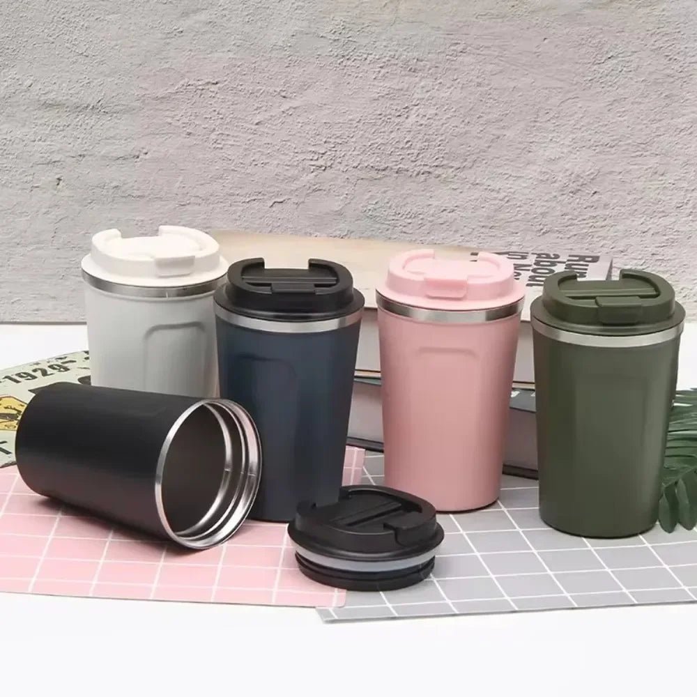 1pc 380/510ML Travel Stainless Steel Coffee Cup Thermal Mug Leak-Proof Thermos Bottle Tea Coffee Mug Vacuum Flask Insulated Cups