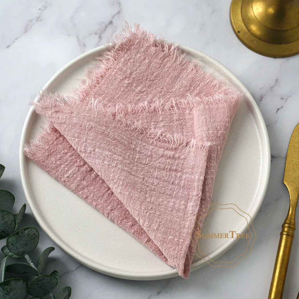 10pcs 32x32cm Cotton Gauze Napkins Retro Burr Design Napkin for Vintage Wedding Receptions Banquets Christmas Table Decoration