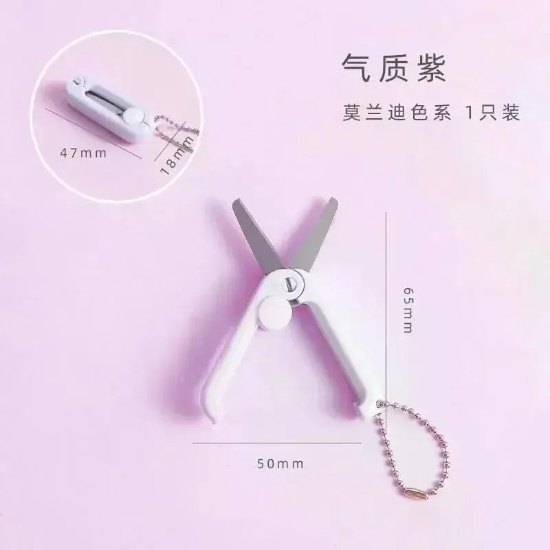Creative Mini Portable Folding Scissors Morandi Simple Paper-Cutting Art Tool Stationary Scissors Office School Supplies.
