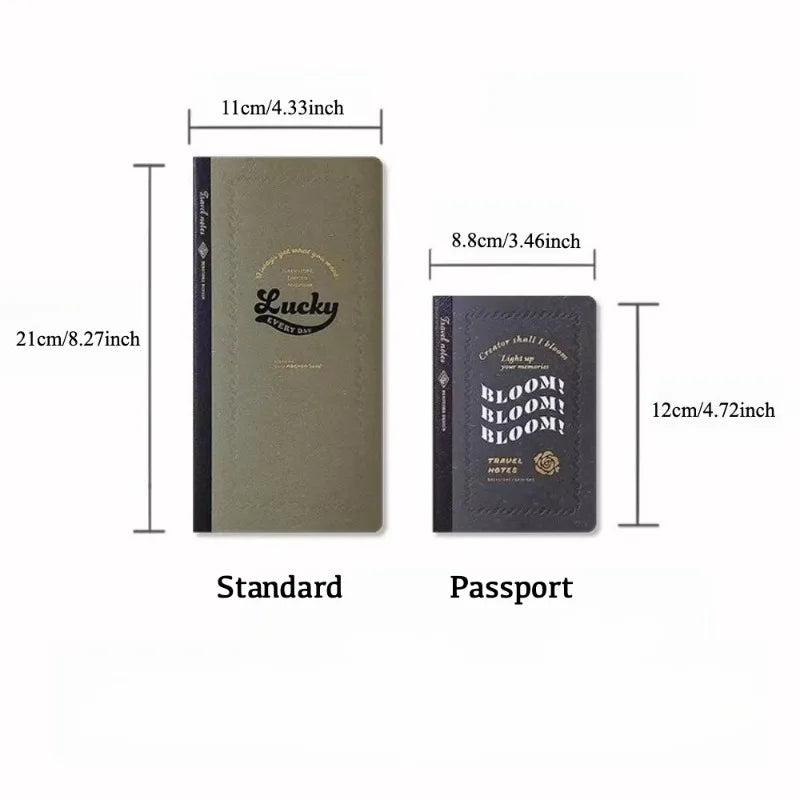 Fromthenon Travel Notebook Refill Vintage Embossed Gold Foil Cover Blank Grid Inner Pages for Retro Travel Journal Planner