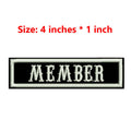 4 Inches Wide Iron On Embroidery White Texts And Border Name Tag PRESIDENT,ORIGINAL,SECRETARY,ROAD CAPTAIN,MEMBER,V. PRESIDENT