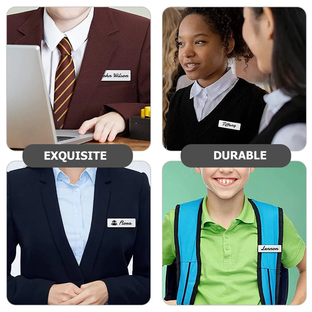 16Pcs Blank Name Badges with Pin Premium Density Board DIY Name Tag Pin for Students Workers Teachers Cafes Hotels Airlines