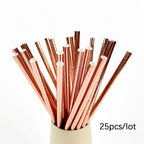 Rose Gold Party Disposable Tableware Set Light Powder Paper Plates Cups Straws Kids Birthday Party Decorations Babyshower Girl