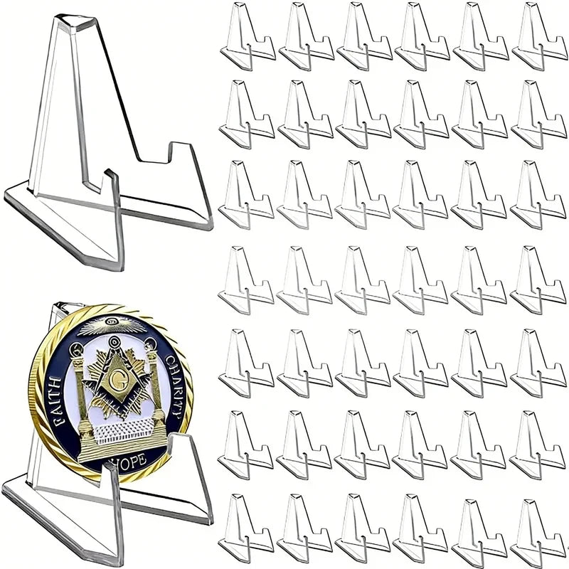 30 Pack Triangular Card Display Stand – Mini Acrylic Holder for Photos, Idol Pictures, Coin & Sports Trading Cards