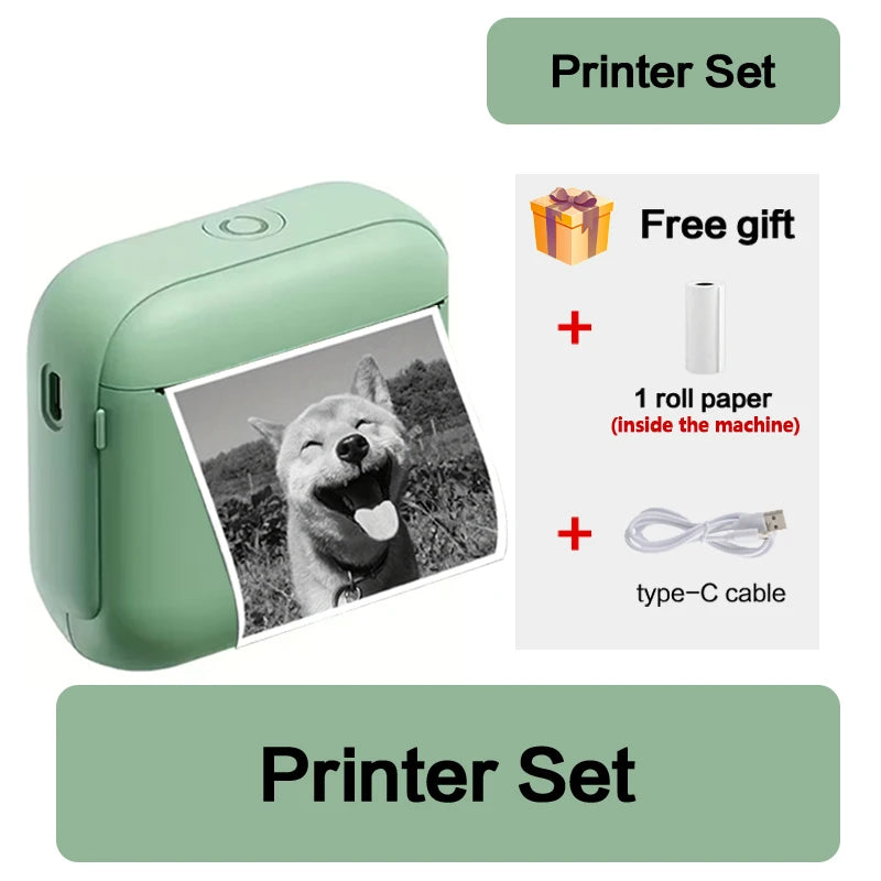 58MM Mini Portable Thermal Printer Pocket Photo Printer Mobile Wireless Bluetooth Adhesive Color Sticker Tags Notes Label Maker