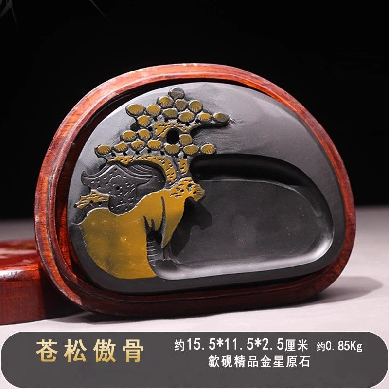 Exquisite Traditional Portable Lightweight Calligraphy Inkstones Huizhou Ink Slabs Perfect for Brush Writing Students Inkstone
