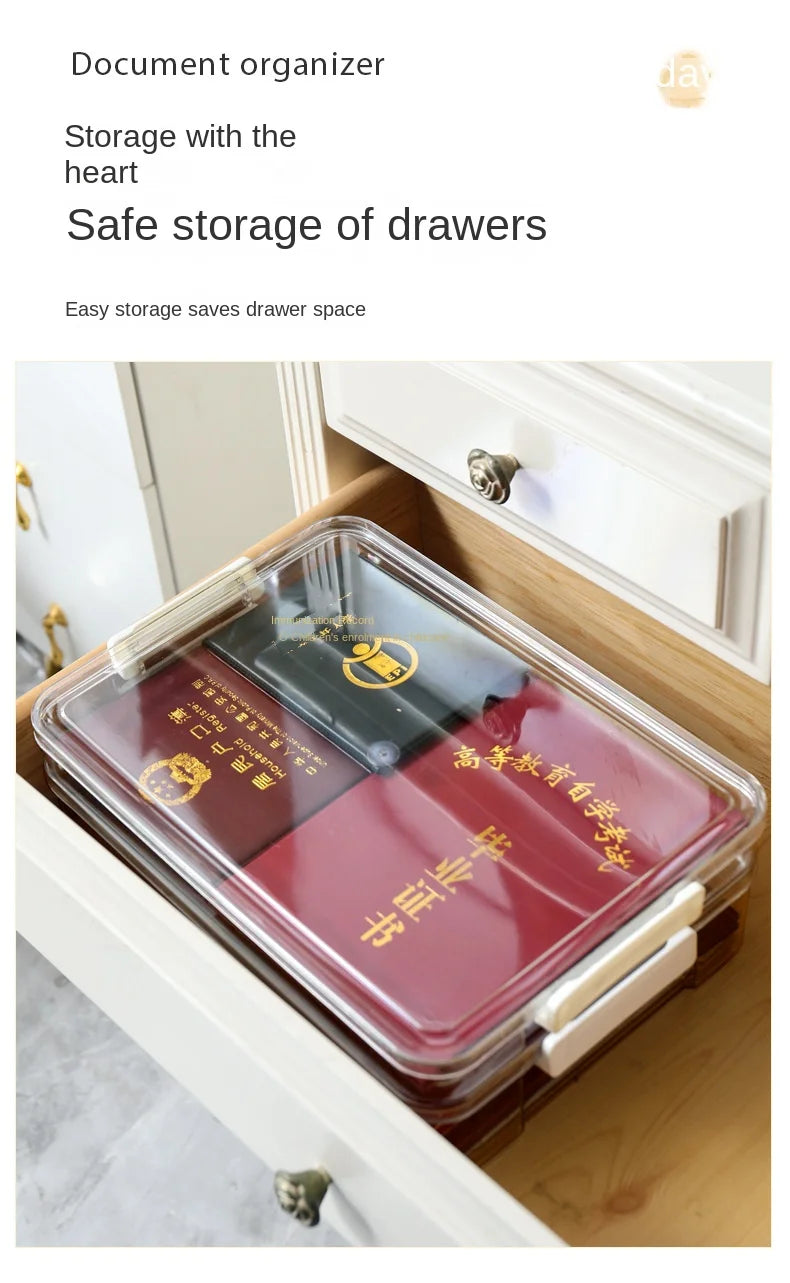Acrylic Transparent Desktop Paper Storage Box A4 File Document Exam Paper Organizer Household Dust Proof Card Holder Case