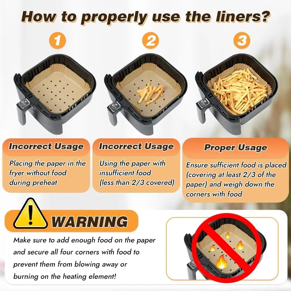 Large Air Fryer Disposable Paper Liners Nonstick 23cm Oven Airfryer Parchment Baking Paper for Ninja COSORI Grill Cooking Basket