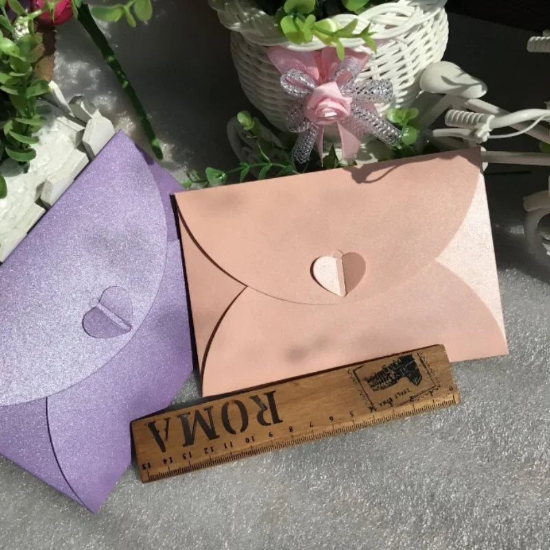 20pcs Colored pearlescent Envelope Thick Cardboard Small Foldable DIY Paper Envelopes Self Locking Buckle Letter Gift Card Cover