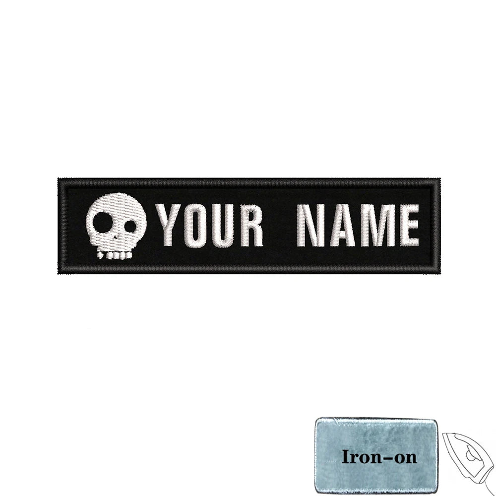 1PC 10cmX2.5cm Custom Name number Patch Badge tags Stripes Iron On Or Hook Loop dog paw dog footprints skull Punisher Telephone