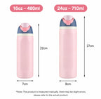 480/710ml Thermos Cup 304 Stainless Steel Straw/Direct Drinking Water Bottle One-touch Open Vacuum Mug for Outdoor,Car,Daily Use