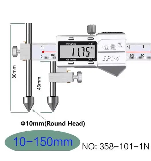 Round Hole Center Distance Digital Caliper 10mm 20mm Cone Probe Measuring Hole Center Distance Hole Distance Center Line Caliper