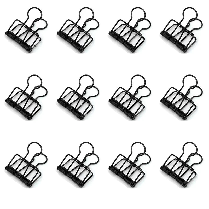 10Pcs Mini Paper Clip Black Sliver Binder Clips Page Holder Office Study Binder Clips Photo Clamp Office School Desk Organizer