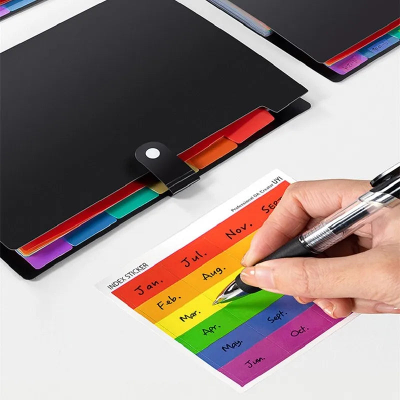 A4 Expanding Files Folder Rainbow Color Design 7 Pocket Accordion Receipt Folder Documents Organizer School Office Supplies