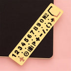 Metal Craft Stencils Hollow Out Straight Ruler Number Letter Pattern Bookmark Cute Stationery Painting Drawing Measuring Tool JL