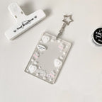 1PC Colorful Graffiti Love Glitter Card Sleeve Transparent Three-inch Mini Card Protector Key Chain Pendant Photo Holder