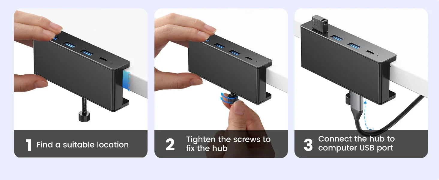 10Gbps USB HUB Clamp USB3.2/3.0/2.0 Splitter Adapter External Multi Clip Dock For iMac Macbook Lenovo Desktop PC Accessories