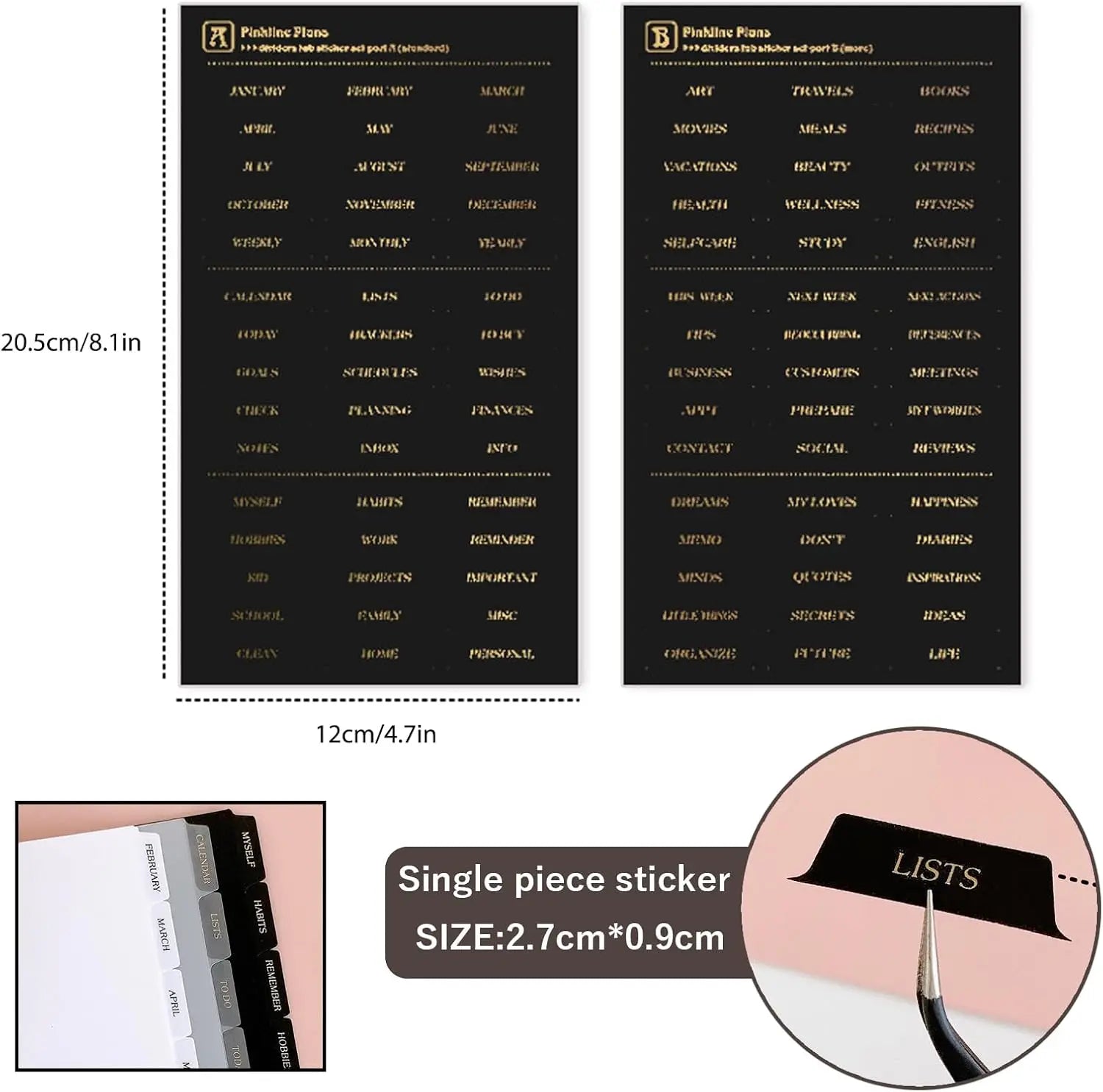A5/A6 6 Sheets Binder Paper Dividers Page Dividers Notebook Dividers Binder Tabs Dividers Plastic Tabs Dividers Tabs for Binder