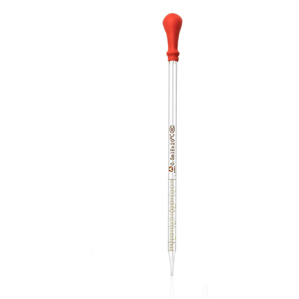 0.5ml 1ml 2ml 3ml 1PC Borosilicate Glass Dropper Graduated Pipette Laboratory Liquid Pipettors Red Rubber Head Glassware Pipet