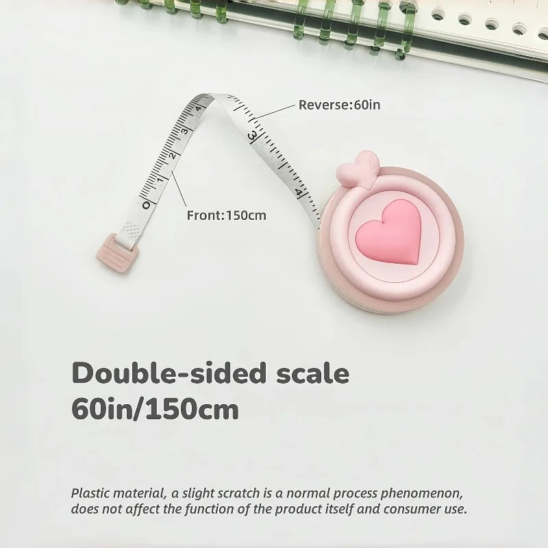 1pc Compact Retractable Pastel Heart-Shaped Mini Tape Measure - for Body Measurements, Clothing