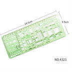 17 Styles Rulers Green Plastic Circles Geometric Template Ruler Stencil Measuring Tool Stationery Students Drawing Curve Ruler