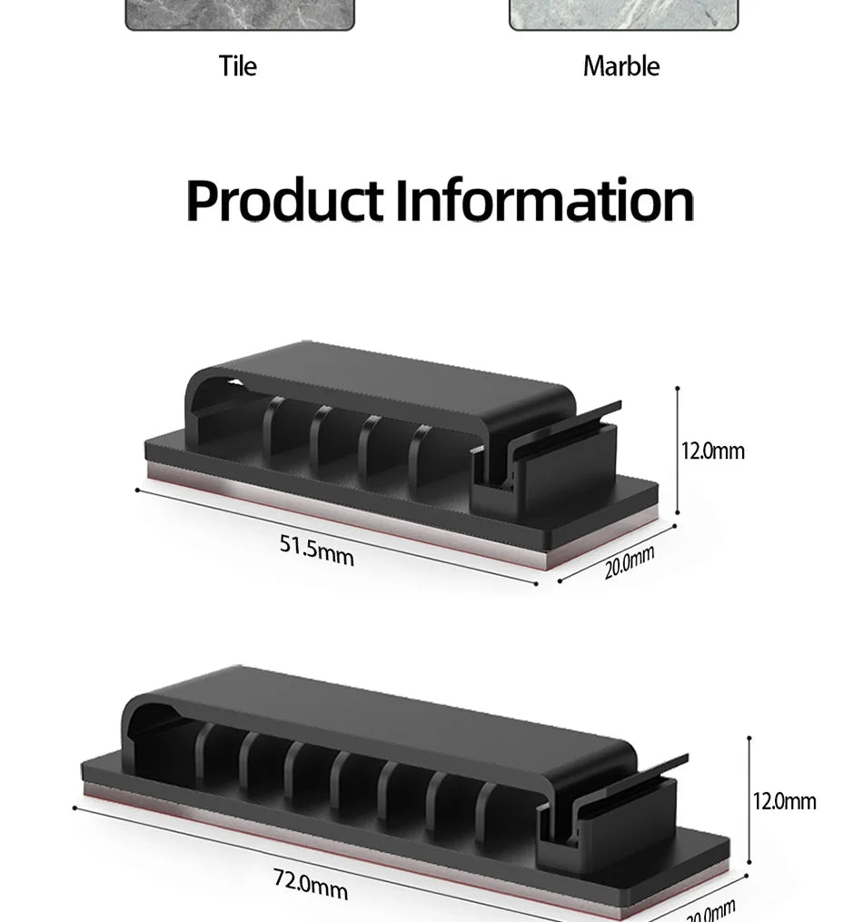 Cable Organizer Self Adhesive Cable Clips USB Cable Management Clamp Car Home Desk Wall Cord Holder Charging Wire Winder Manager