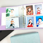 PLRBOK 3 Ring A5 Photo Album with Pockets,Binder Heart Glitter Cover Pretty Notebook Card Book 4×6 10×15 Scrapbook