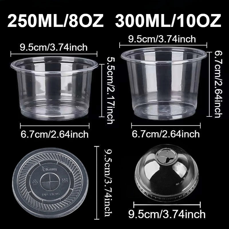 50PCS Disposable Clear Plastic Pudding Cups with Lids Tiramisu Dessert Cupsfor Baking Party Supplies Jelly Yogurt Container