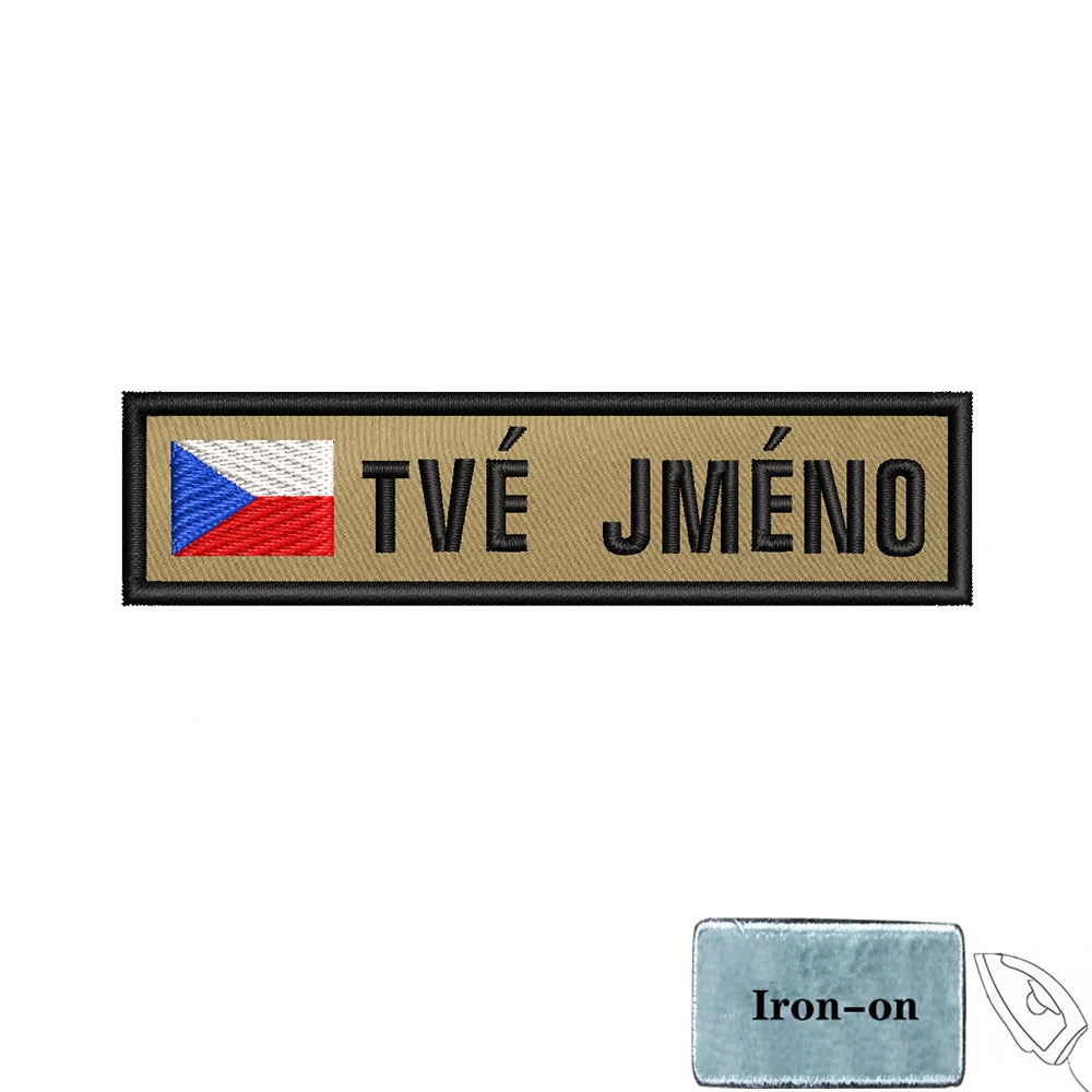 1PC 10cmX2.5cm Custom Name Flag Patch Badge Khaki Iron On Or Hook Loop Netherlands Russia Lithuania France Italy Spain Israel
