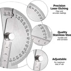 10/15cmStainless Steel Protractor Woodworking Angle Ruler 0-180° Angle Measuring Tool for Woodworking/Industry 1pc