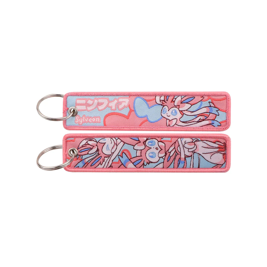Kawaii Japanese Elf Anime Embroidery Key Fobs Key Tag Motorcycles Cars Backpack Chaveiro Keychain Fashion Keyring Friends Gifts