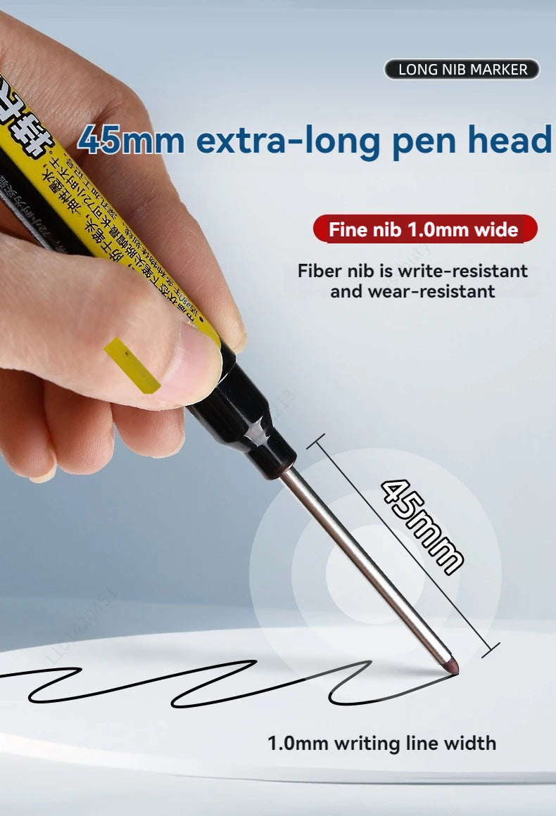 45mm Waterproof Long Head Nib Deep Hole Markers Pen Tile Carpenter Pen Multi-purpose for Woodworking Black/White/Red Ink