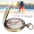 Brass Material Portable Pocket Compass Copper Gold Color Outdoor Compass Retro Style Luminous Display Camping Compass