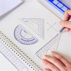 4-Piece Essential Geometry Set-Accurate Protractor, Straightedge Ruler, Triangle Ruler, and Perfect for Students and Architects