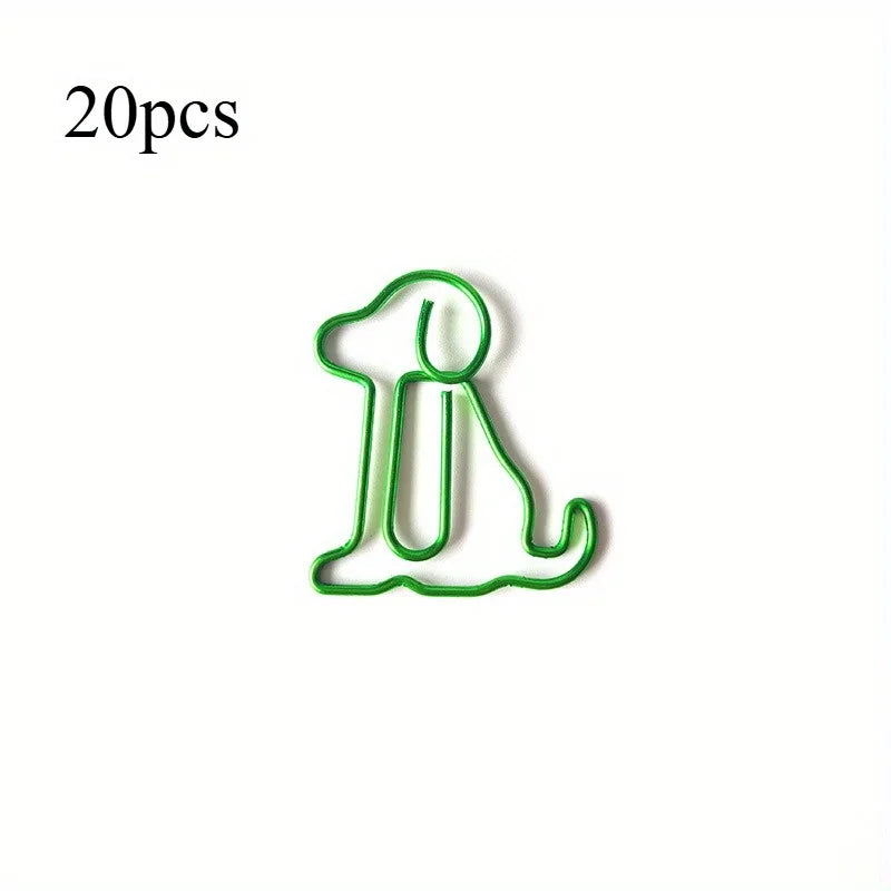 20pcs Colorful Animal Paper Clips - Cute Sitting Dog Design, Iron Material, Perfect for Office Organization