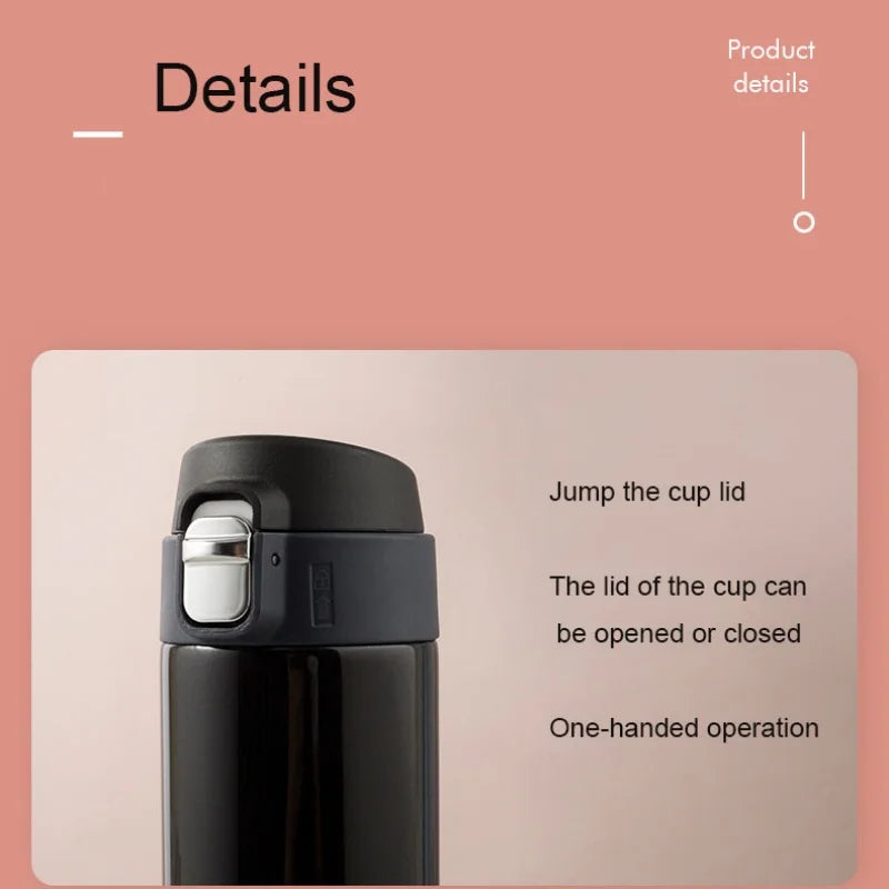 Students Go To School Thermos Cup Creative Bullet Cover Direct Drinking Water Cup Simple Solid Color Durable and Practical