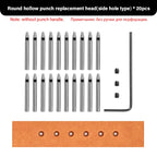 WUTA Multifunctional Leather Hole Punch Round Pricking Iron Stitching Punching Chisel Interchangeable Head Leather Craft Tools