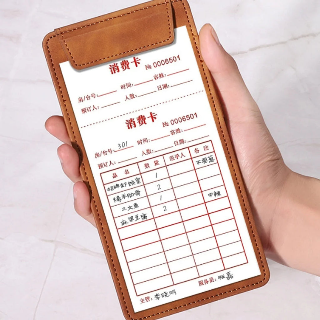 PU Leather Menu Wine Holder Invisible Magnetic Buckle Pen Insert A4 A6 File Folder Waterproof Clipboard Document Clip Restaurant